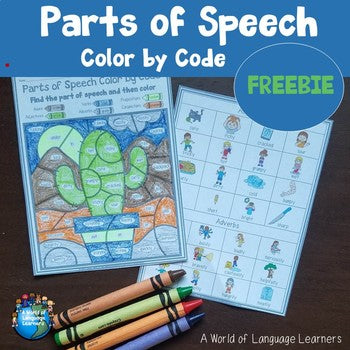 Cover of free Parts of Speech Coloring grammar color by code pages