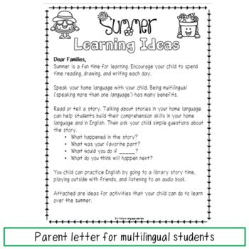 Summer learning parent letter preview