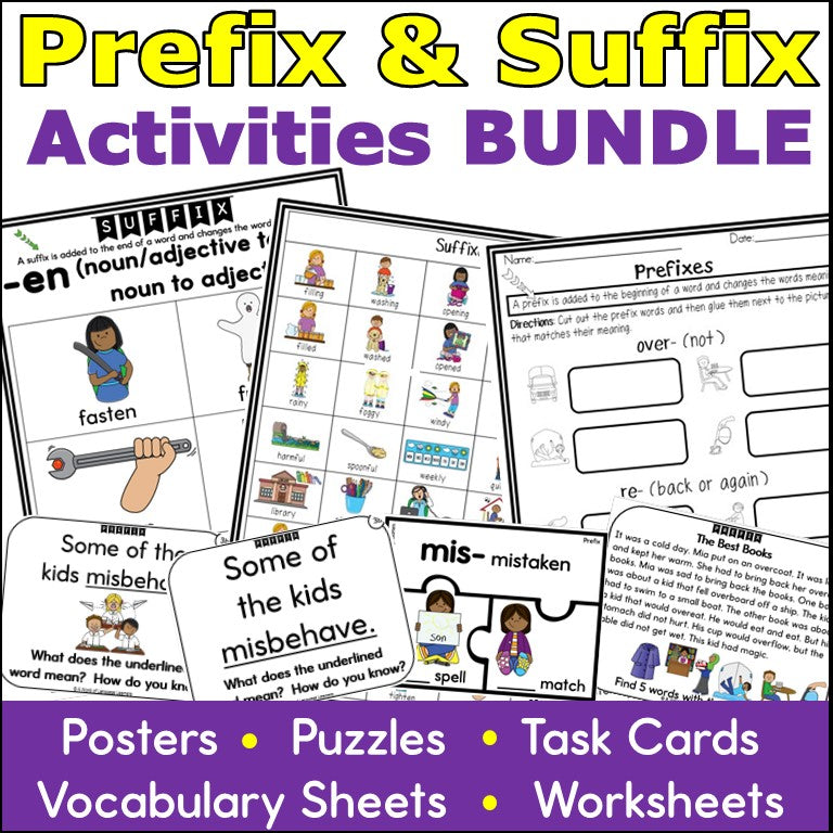 Prefixes and Suffixes Activities Bundle