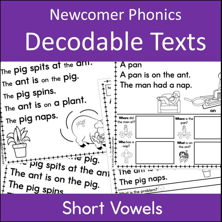 Short Vowel Decodable Texts Newcomer Phonics | Reading Passages with Questions