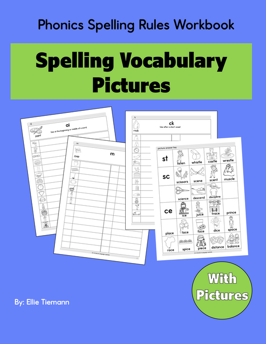 Phonics Spelling Rules Workbook: Spelling Vocabulary Pictures