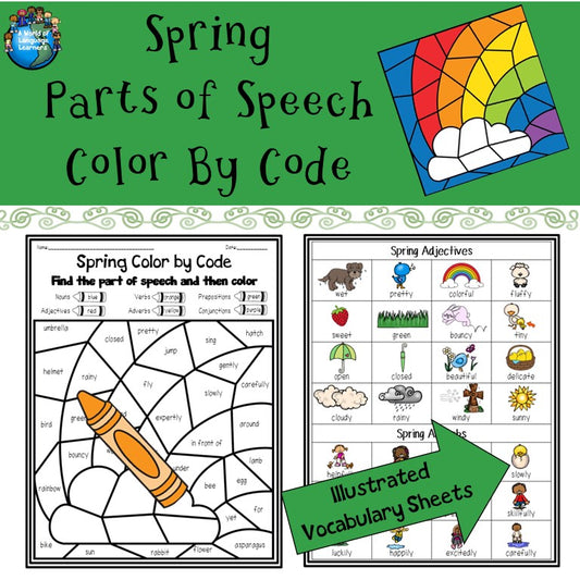 Spring Parts of Speech Color by Code