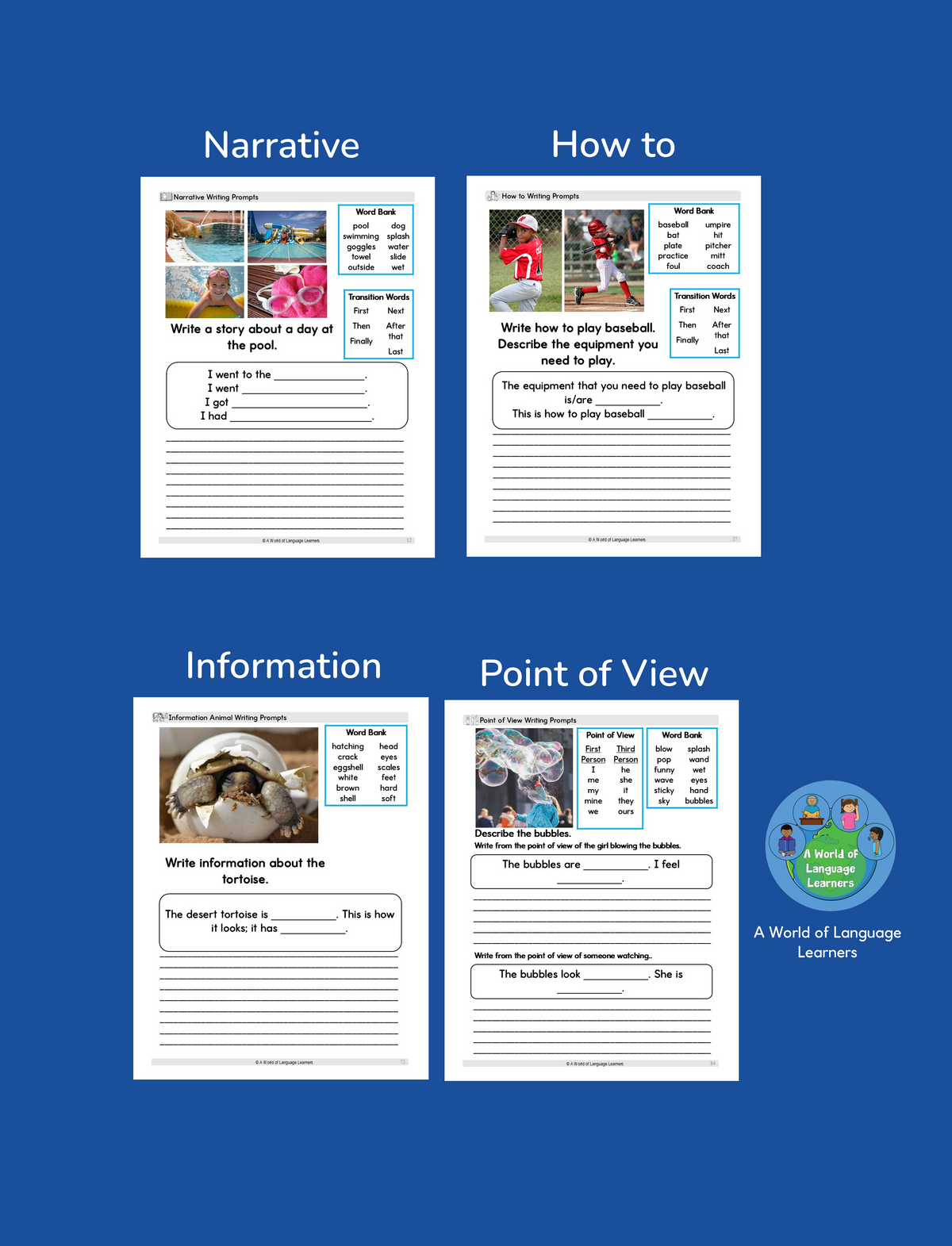 Writing Prompts Using Pictures: Text Types for Kids - Instant Download