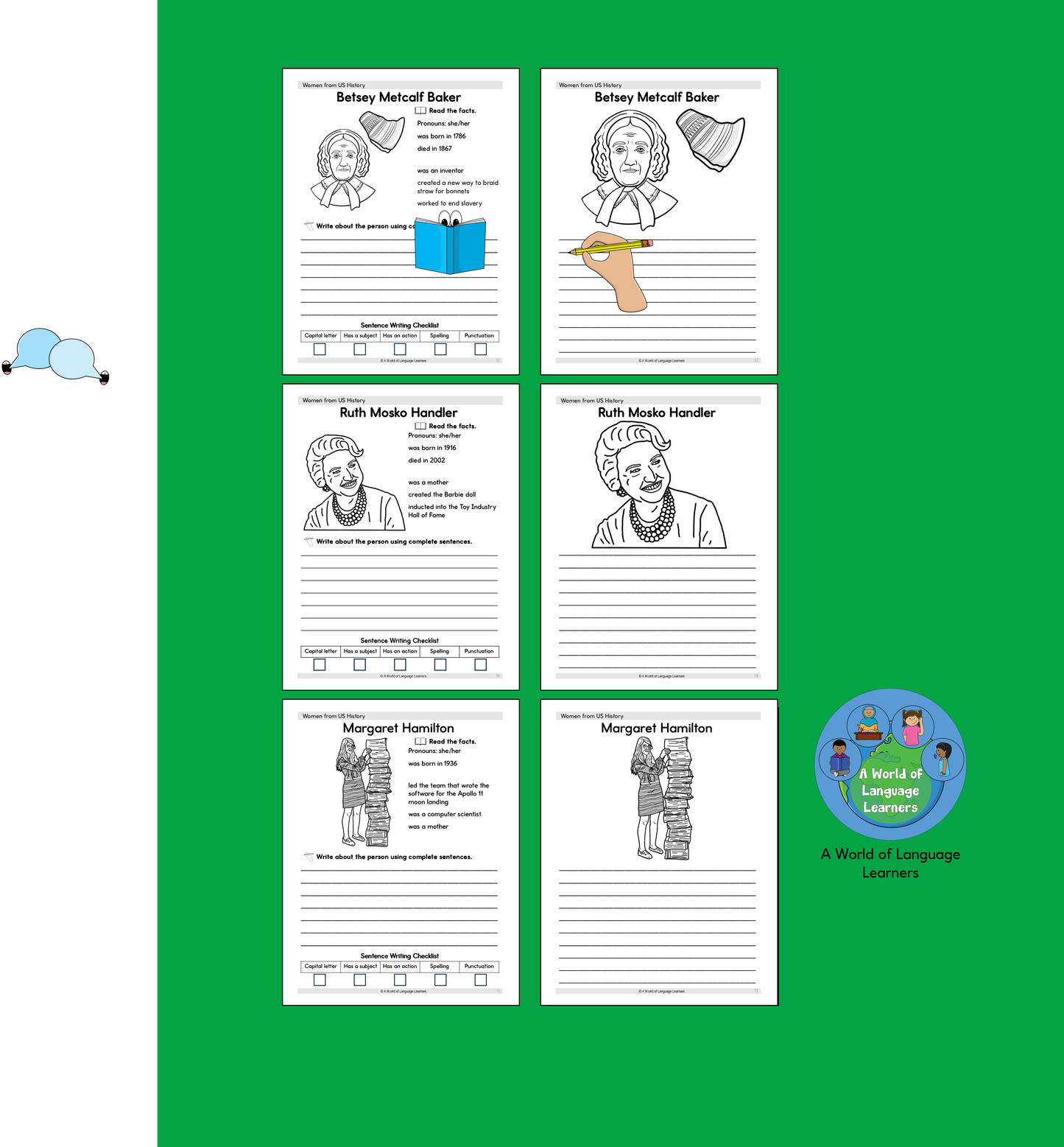 Writing Practice for Kids: Women in History Workbook - Instand Download