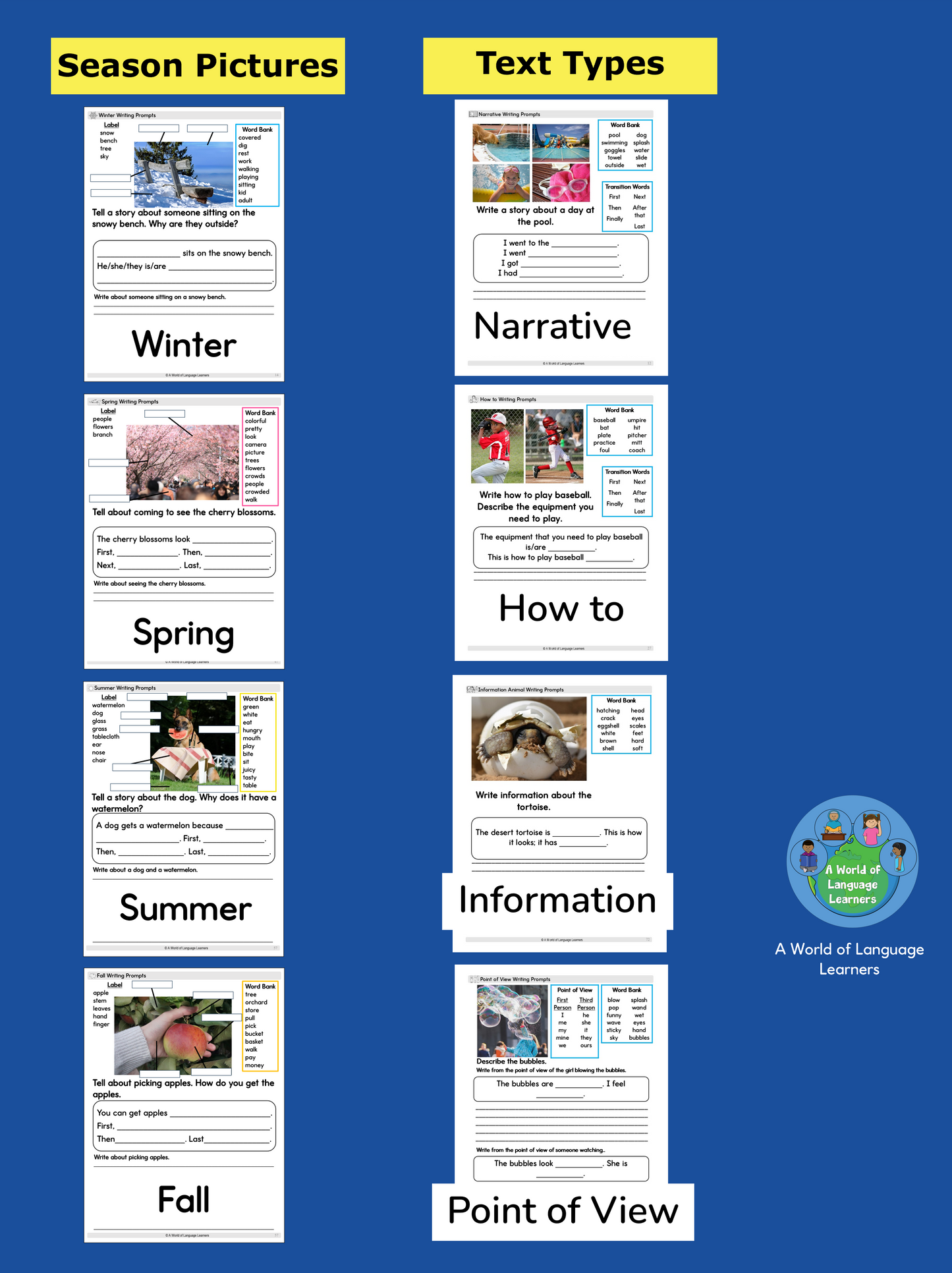Writing Prompts for Kids: Season Pictures - Text Types for Kids – 2 books in 1